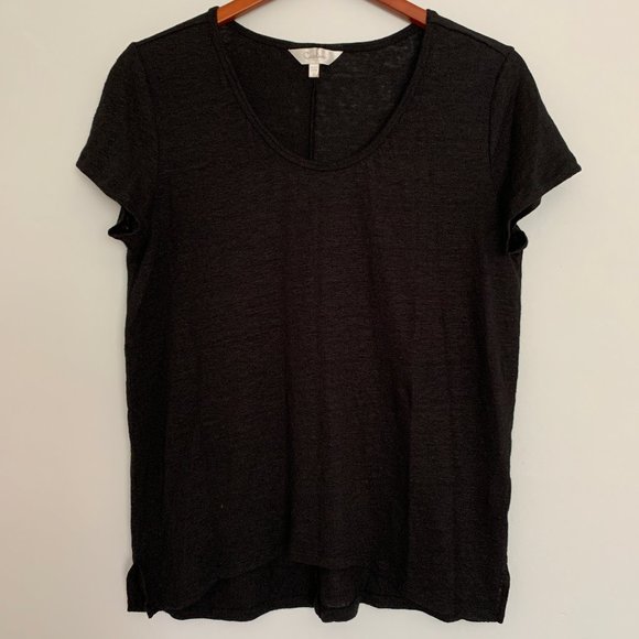 Capture Tops - Basic Black Linen Tee
